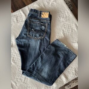 Silver Men’s Gordie Boot Cut Denim Distressed Jeans Size 36/34 Cotton